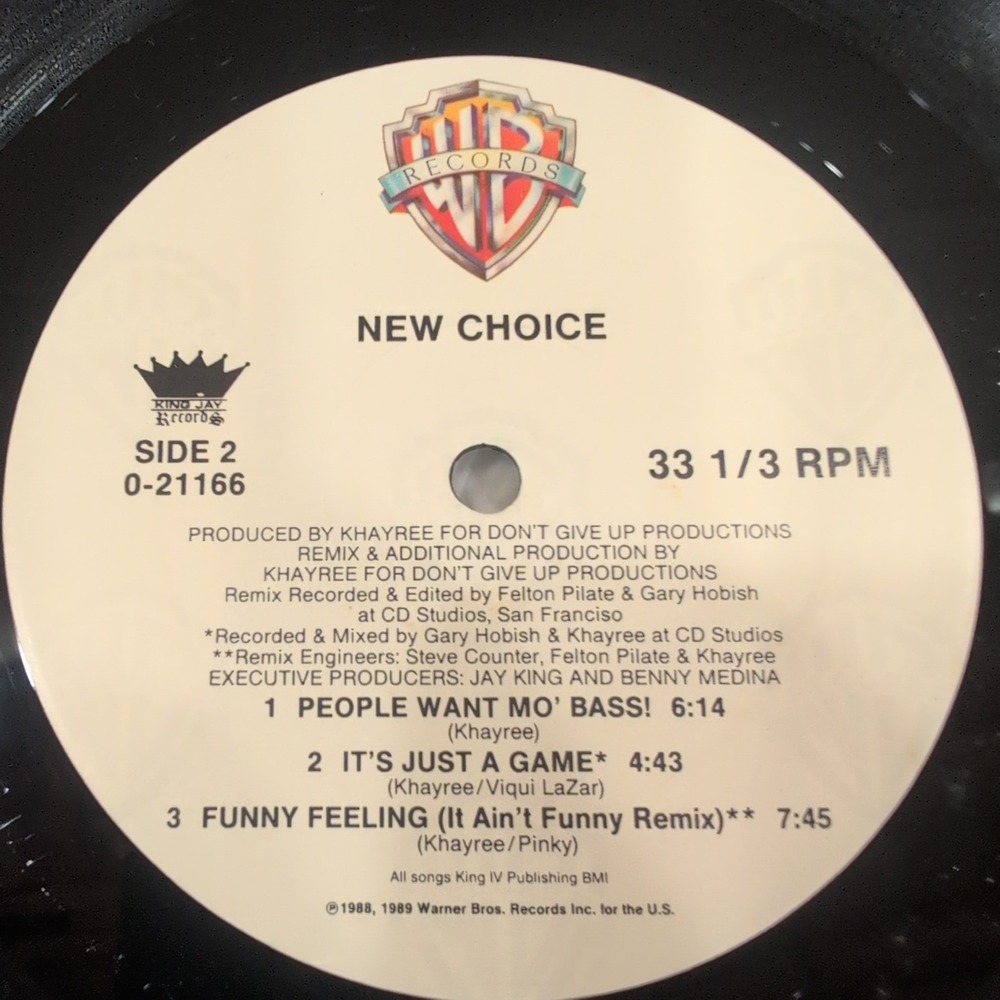 New Choice People Want Bass 12" Vinyl Maxi-Single 1988 Warner Bros 0-21166 VG - Picture 6 of 6